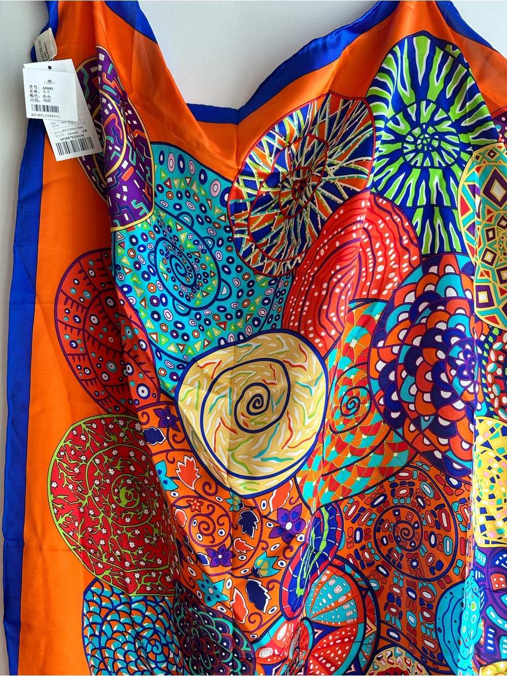 Large, colourful premium silk scarf (super soft!) New with tags attached.
